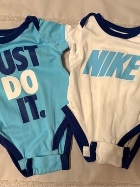 Nike Baby One-Piece Bodysuits - White & Light Blue